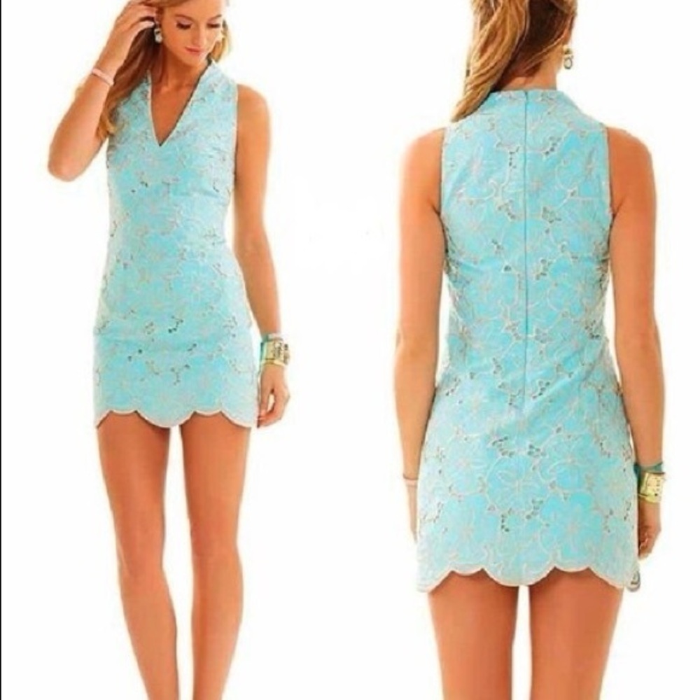 Lilly Pulitzer Aqua Blue Lace Mini Dress